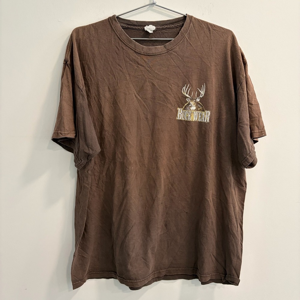Buck Wear Mens Hunting Graphic T-Shirt Brown Call In Sick Deer Hunter Tee XL